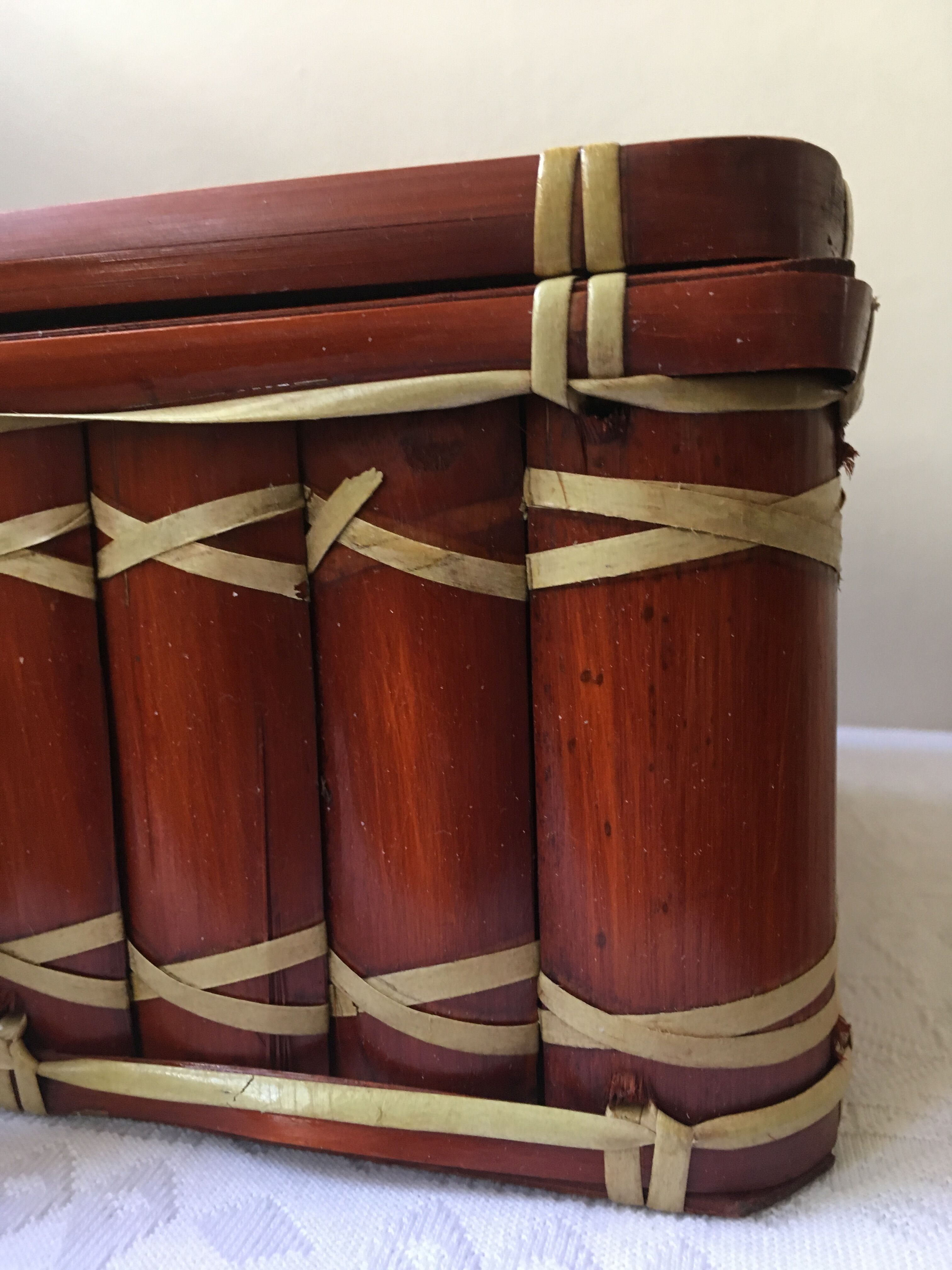 Suitcase in wicker and vintage bamboo