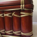 Suitcase in wicker and vintage bamboo