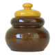 Vintage Handmade Ceramic Jar / Brown & Yellow Retro Kitchen Pottery