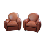 Pair of club chairs in leather
