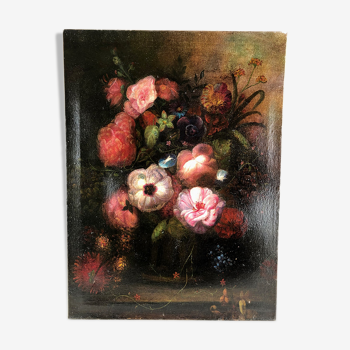 Oil on canvas, bouquet of flowers