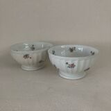 2 Antique Faceted Bowls with Small Flower Pattern PL France