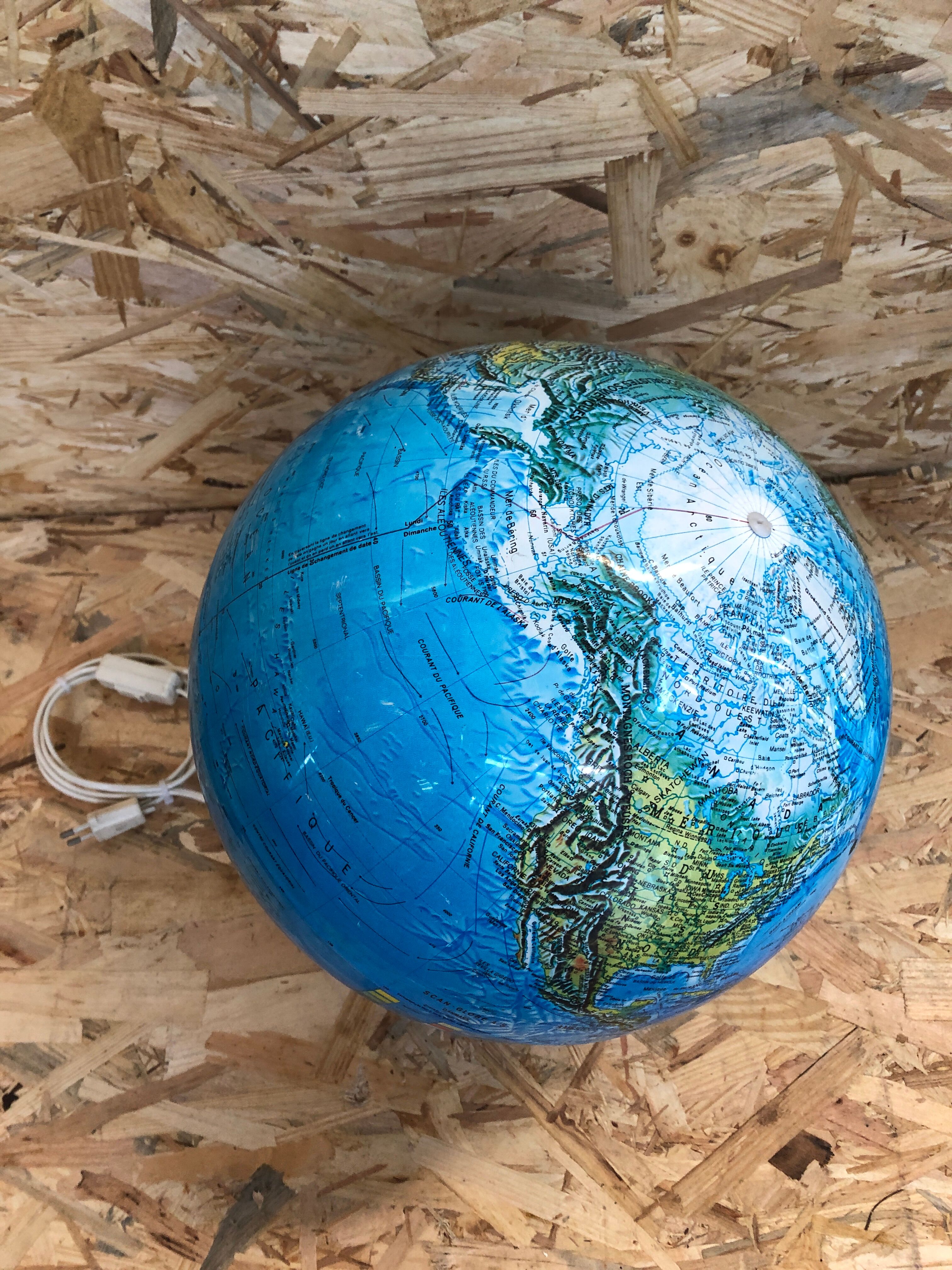 Ancien Globe Terrestre Mappemonde Globe A/S Danemark Type 2000Z Vintage