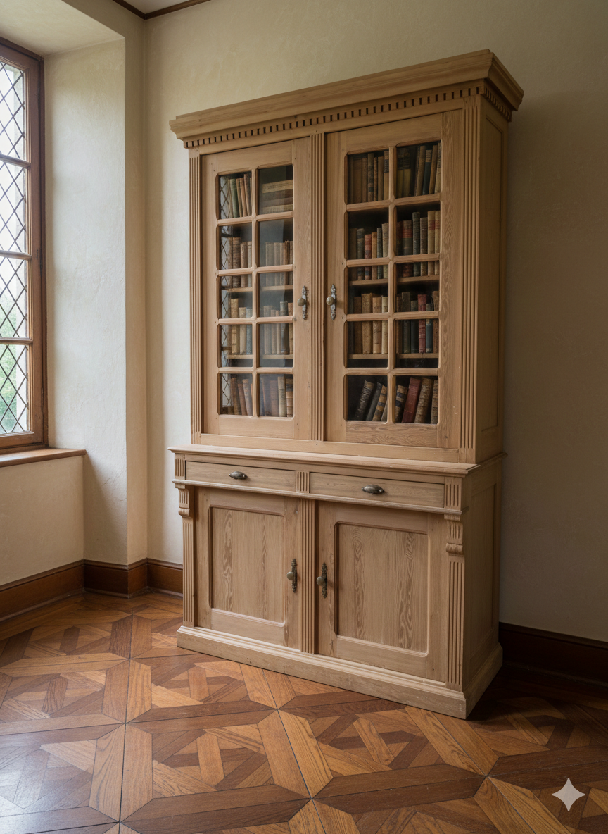 Bibliothèque deux corps du XIXè en sapin massif