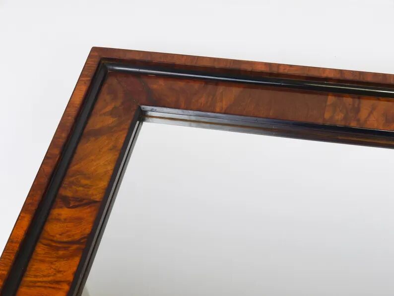 Square Biedermeier Antique 19th Century Walnut Wall Mirror, Vienna, 1850s