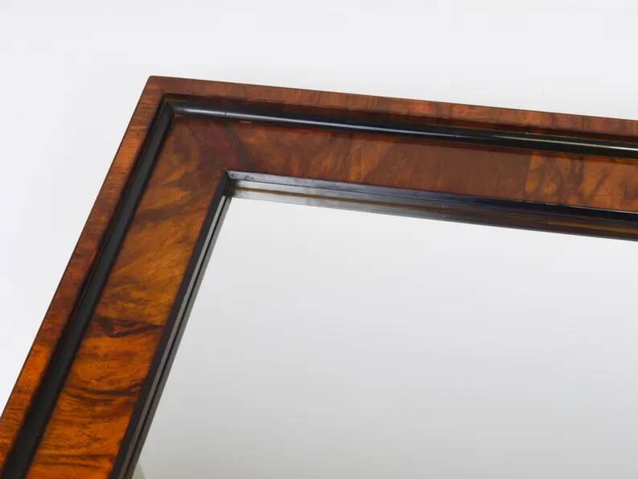 Square Biedermeier Antique 19th Century Walnut Wall Mirror, Vienna, 1850s