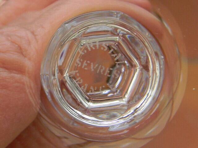 Set of 6 SEVRES crystal white wine glasses.