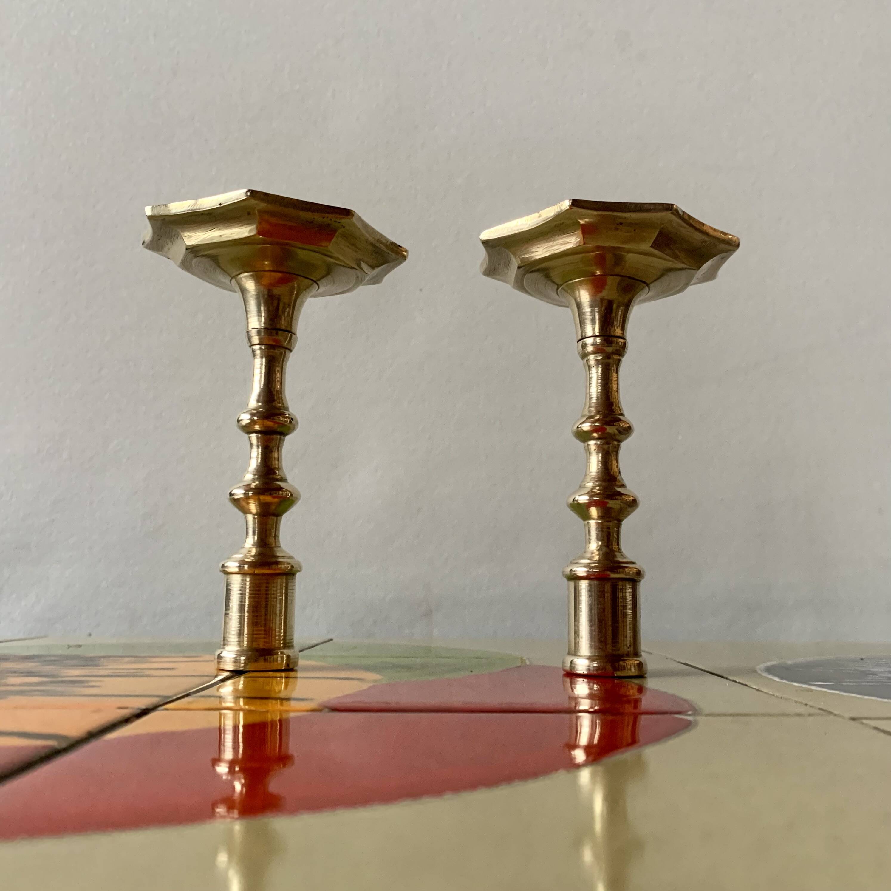 Pair of antique brass candlesticks