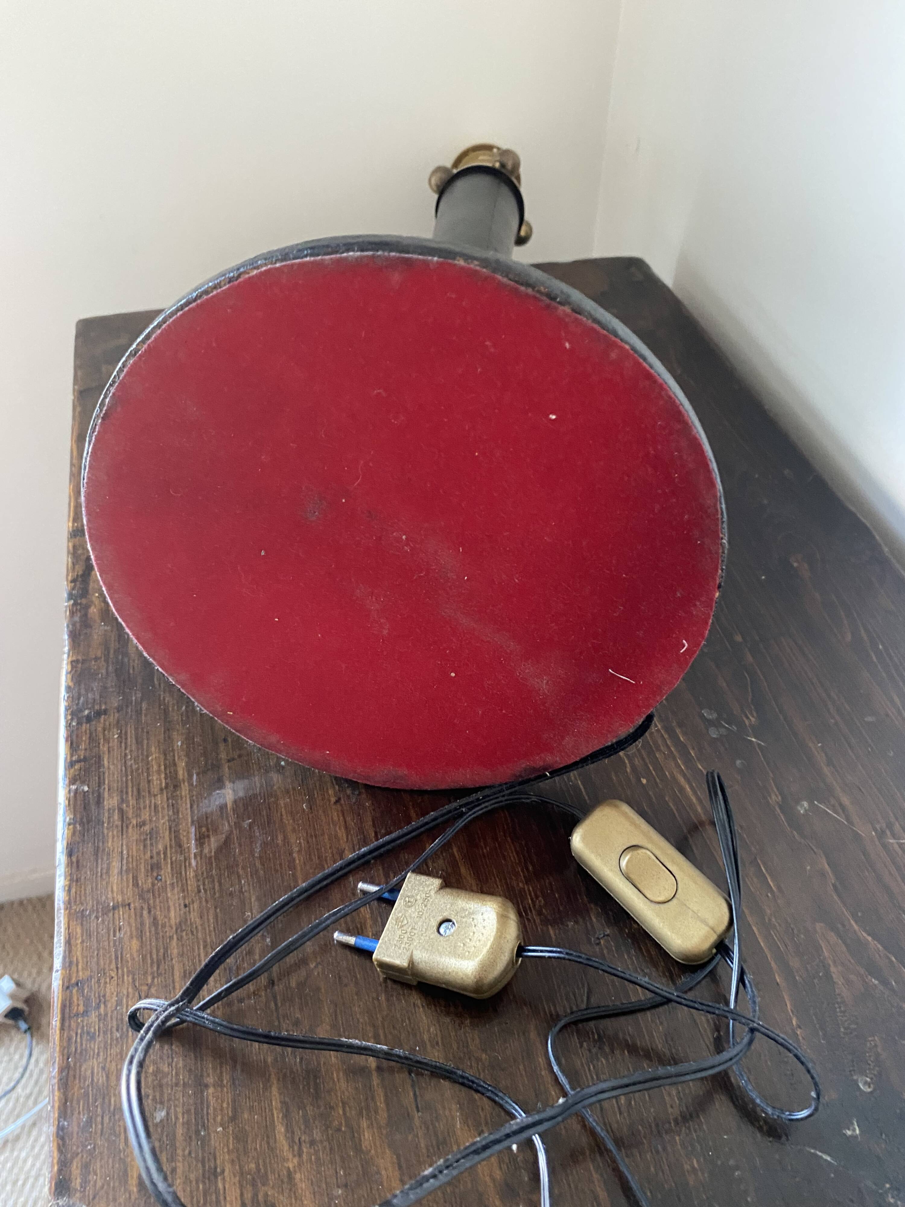Lampe style Mazda en cuir noir, 1950