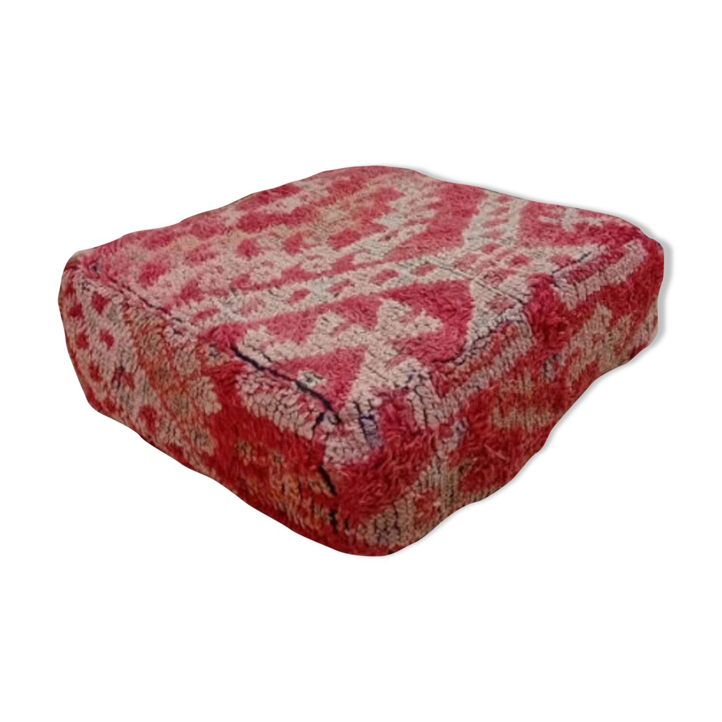 Handmade Berber pouf in wool 60 X 60 X 20 CM