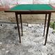 Old Game Table Folding Wood Green Carpet + Vintage Brass Hooves