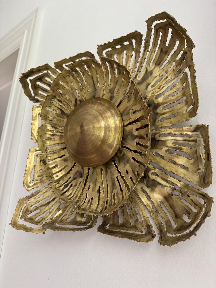 Brass sun wall sconce by Svend Aage Sørensen, Denmark, 1960s, brutalist