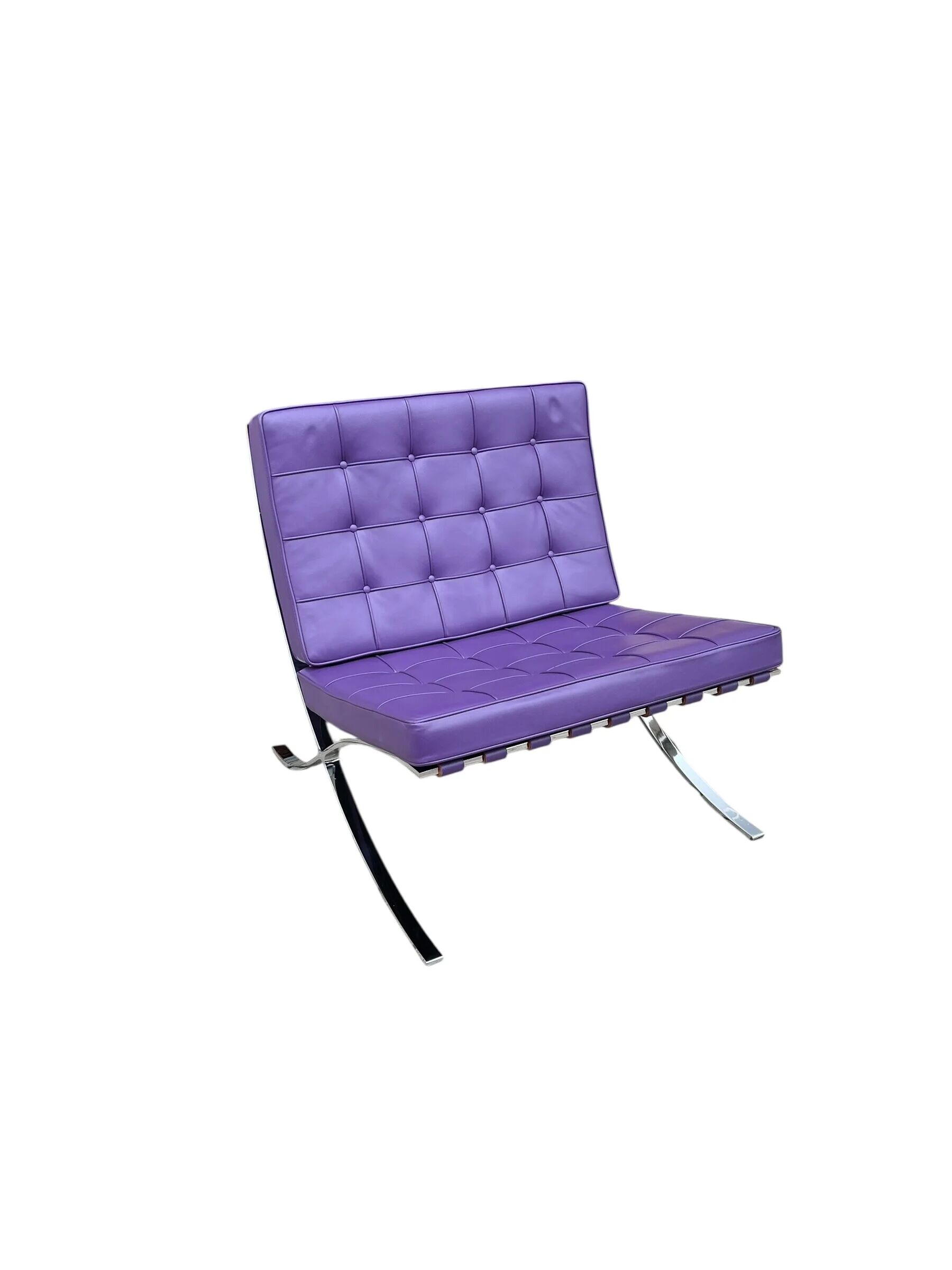 Purple lounge chair Barcelona by Mies van der Rohe for Knoll