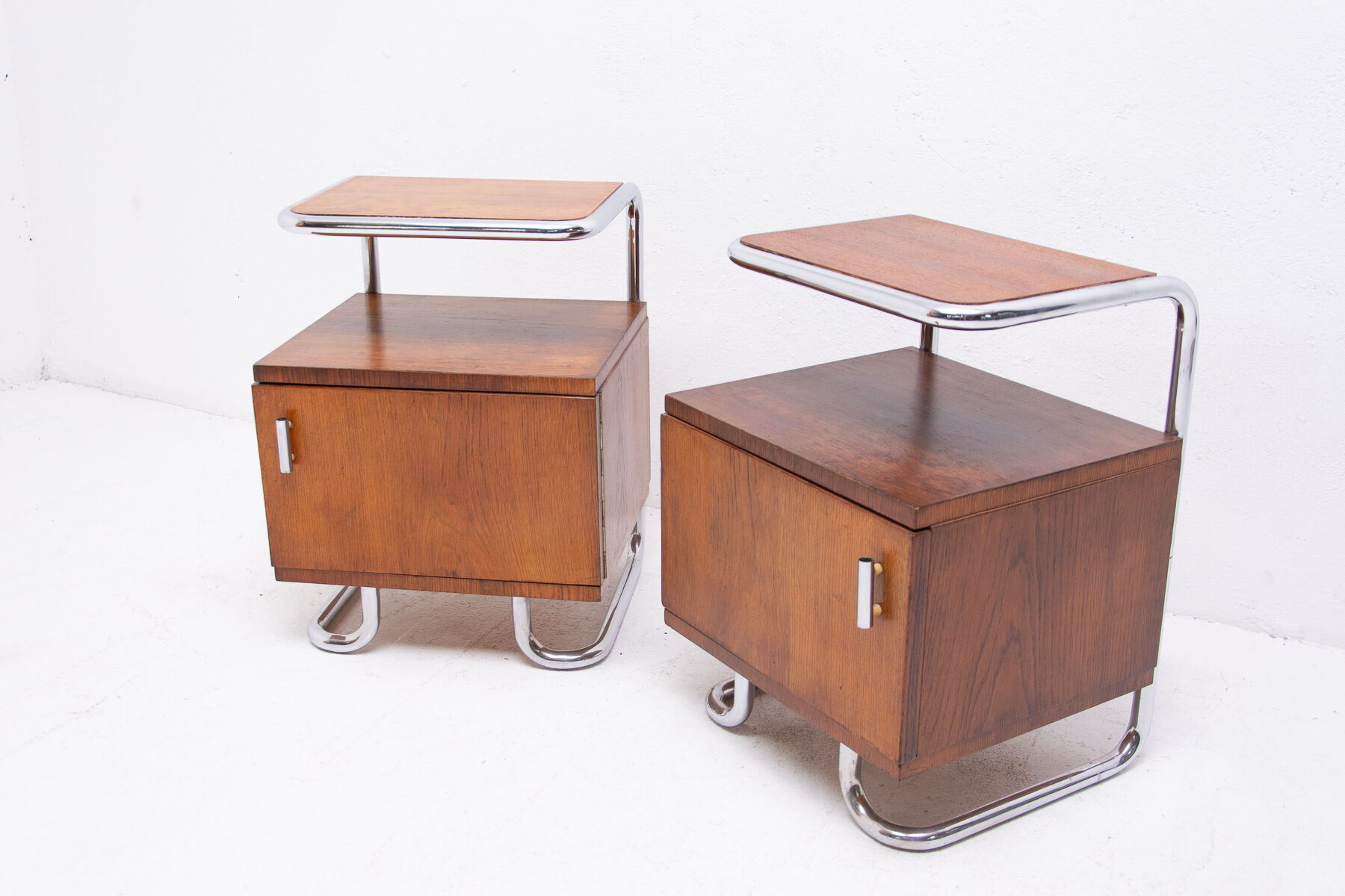 Pair of functionalist chromed night stands by Kovona, 1950’s, Czechoslovakia