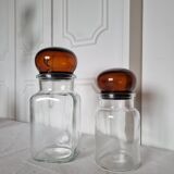 Pair of vintage Belgian glass pharmacy jars from the 1970s, very decorative