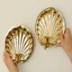 Pair of vintage brass shell scallop sconces