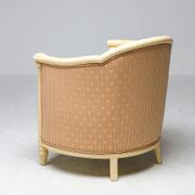 Fine Art Deco Bergère Club Chair Hollywood Regency Style Damask