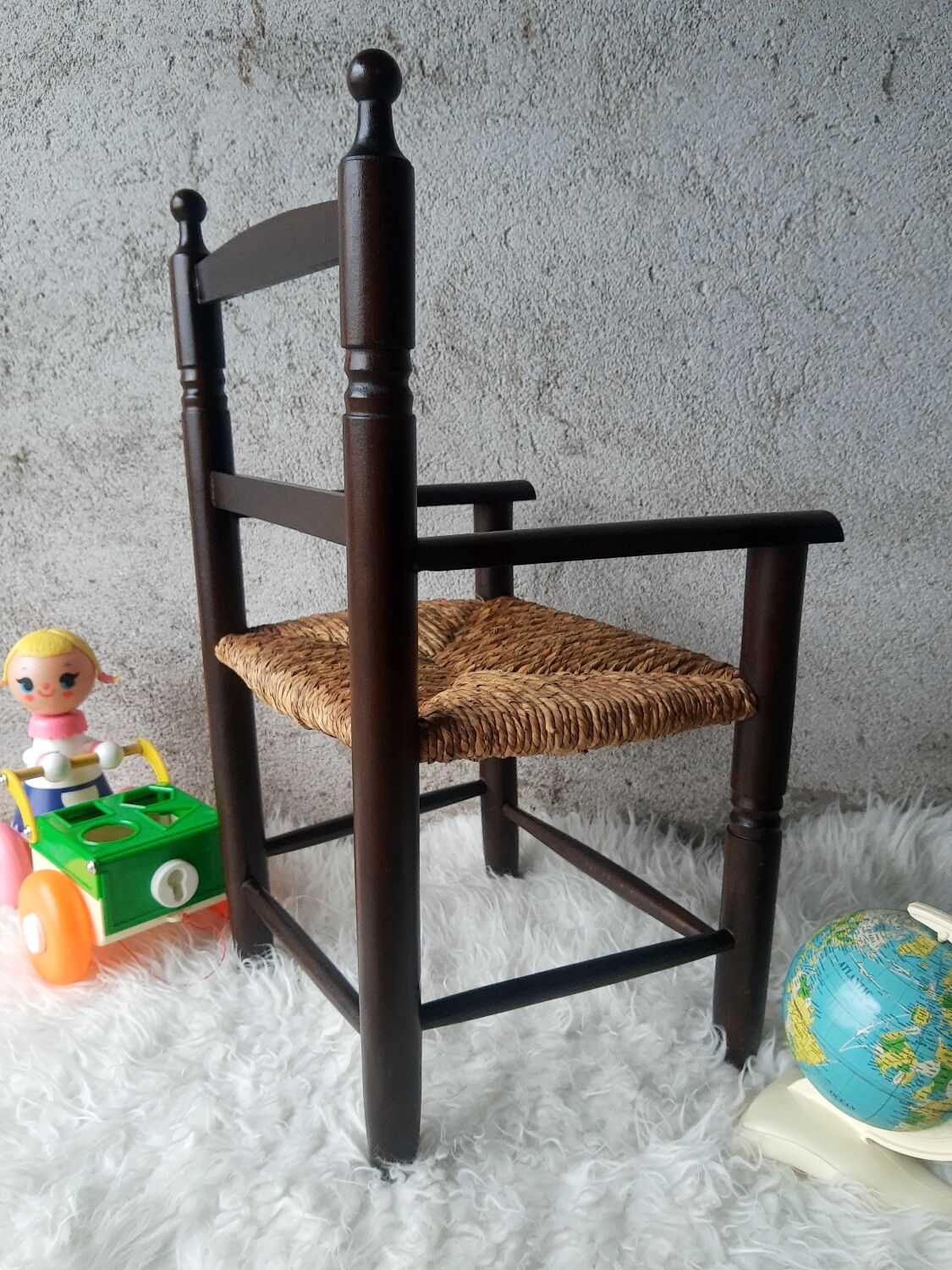 Antique armchair mulched vintage child