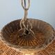 Wicker organic modern pendant lamp with overlapping petal shade, late 20th century