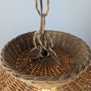 Wicker organic modern pendant lamp with overlapping petal shade, late 20th century