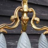 French Bronze Birdcage Chandelier: Louis XV Style 3-Branch Light