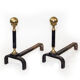 Iron and brass andirons