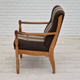 1970s, Danish design, oak wood armchair in furniture wool.