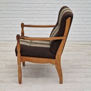 1970s, Danish design, oak wood armchair in furniture wool.