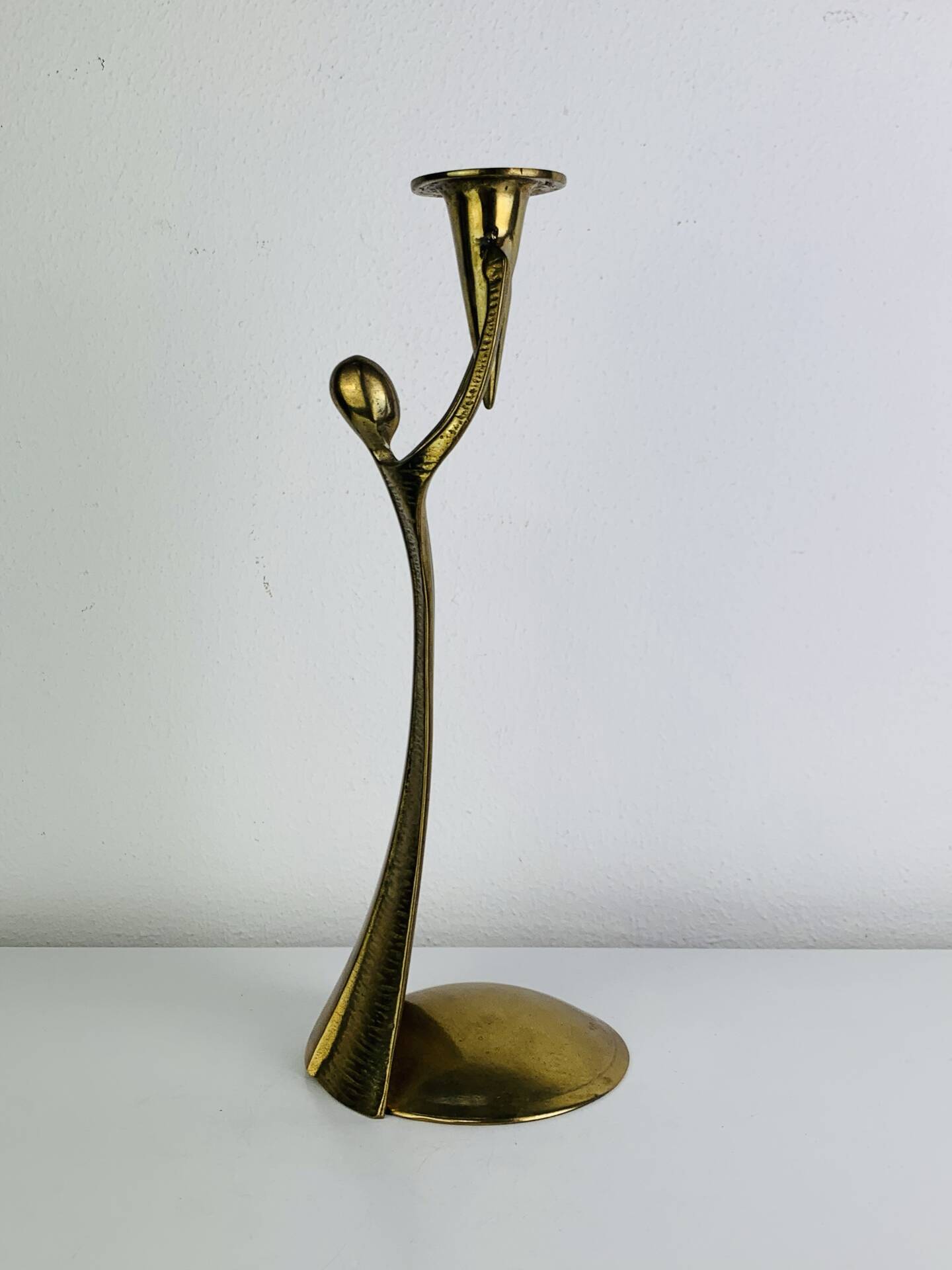 Sculptural brass candle holder, vintage