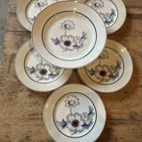 Set of 12 antique porcelain plates with anemone pattern + matching large plate 29.5 cm