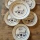 Set of 12 antique porcelain plates with anemone pattern + matching large plate 29.5 cm