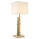 Pair of modern table lamps, vintage brass finish, travertine base.