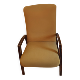 Fauteuil vintage en tissu moutarde