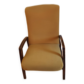 Fauteuil vintage en tissu moutarde