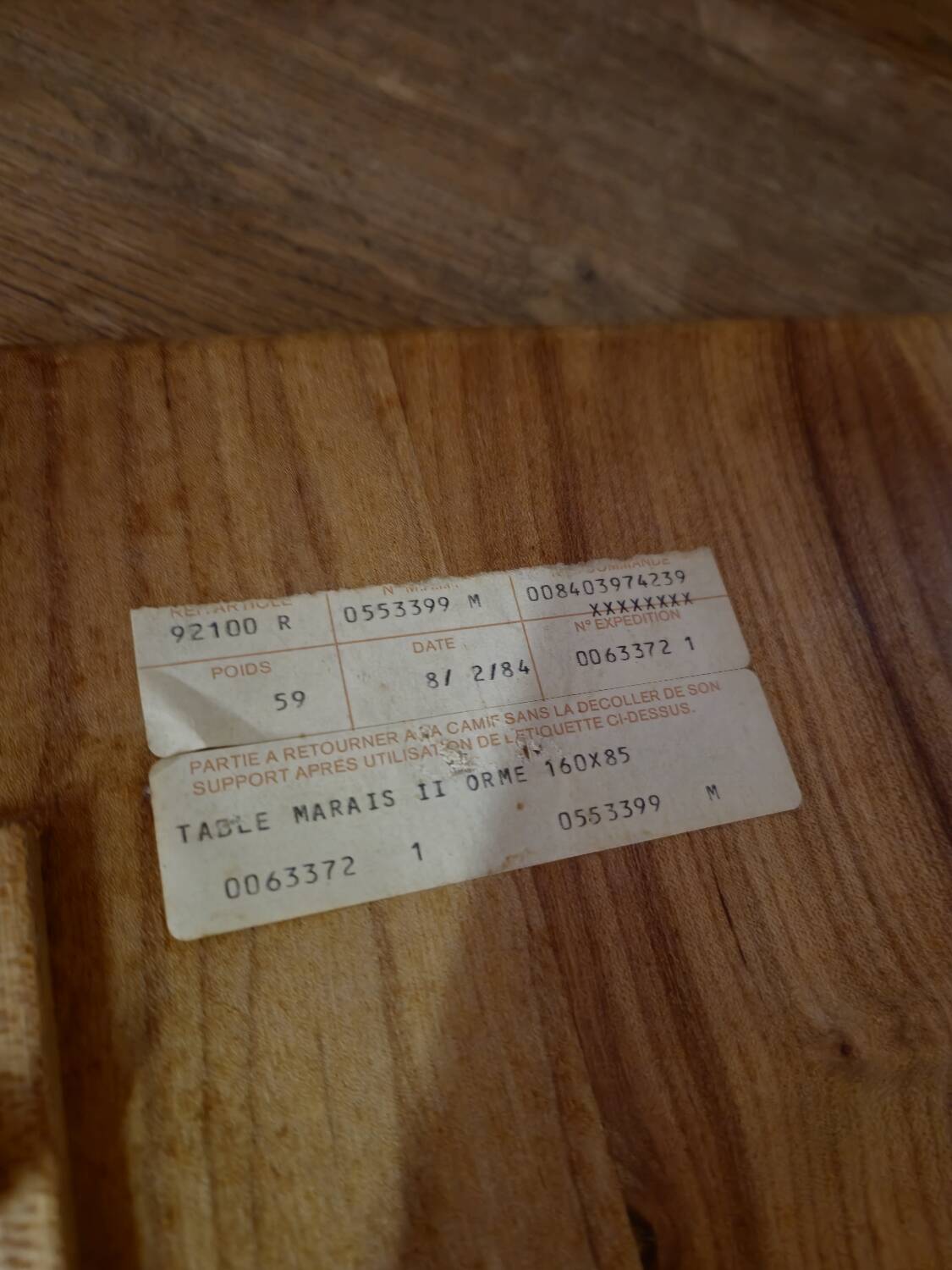 Dining room set table and 6 chairs Maison Regain in Elm