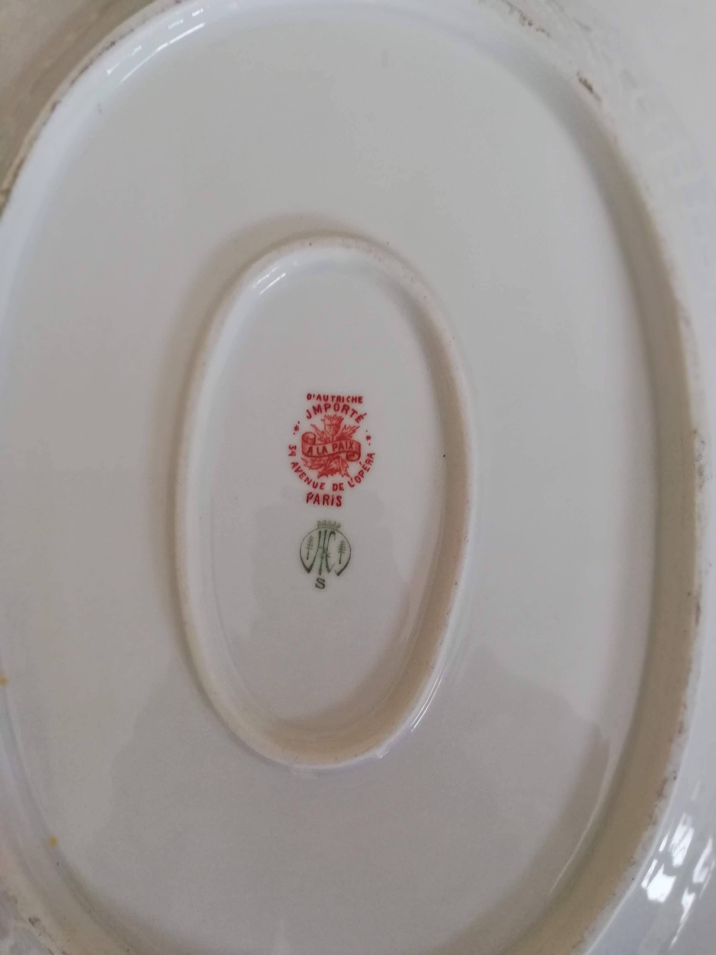 Set of two vintage Bohemian oval porcelain dishes