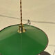 Industrial suspension pair with XL enamelled metal lampshade.