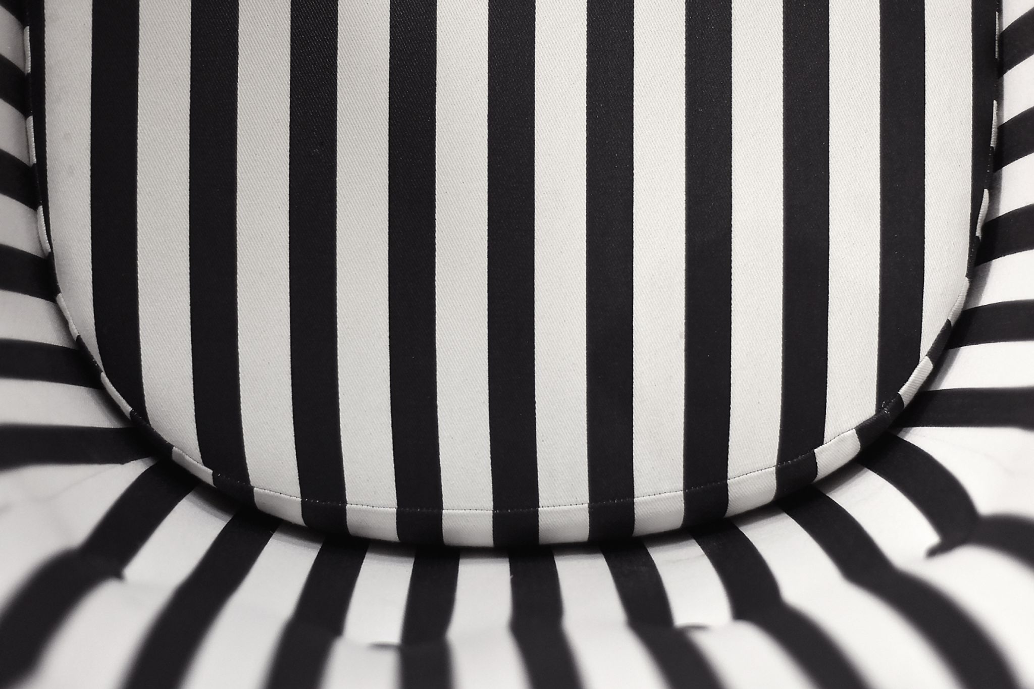 Mid-century modern Scandinavian rounded armchairs with black and white stripes, 1960s.