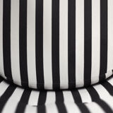 Mid-century modern Scandinavian rounded armchairs with black and white stripes, 1960s.