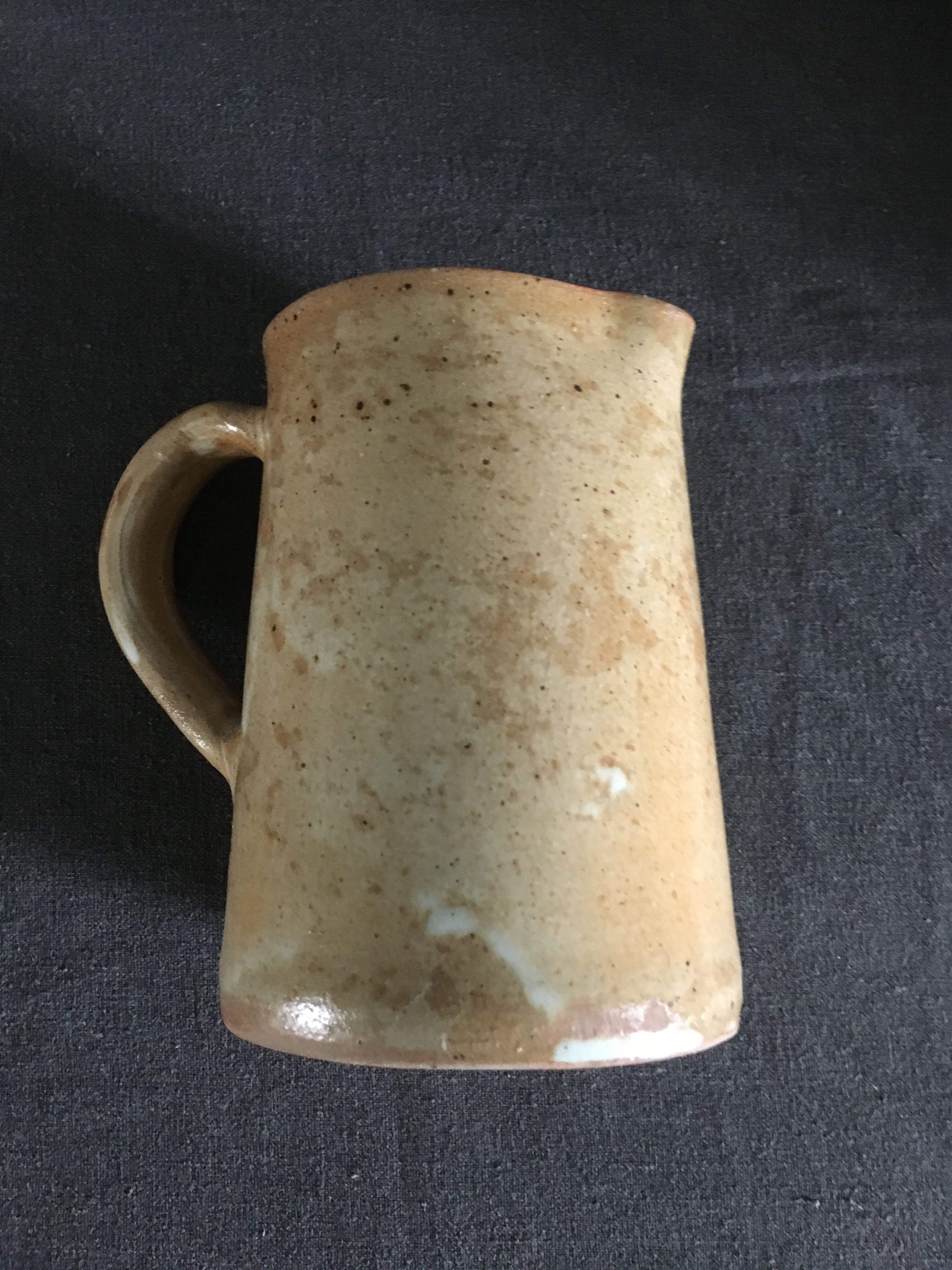 Set of 2 enamelled stoneware jugs