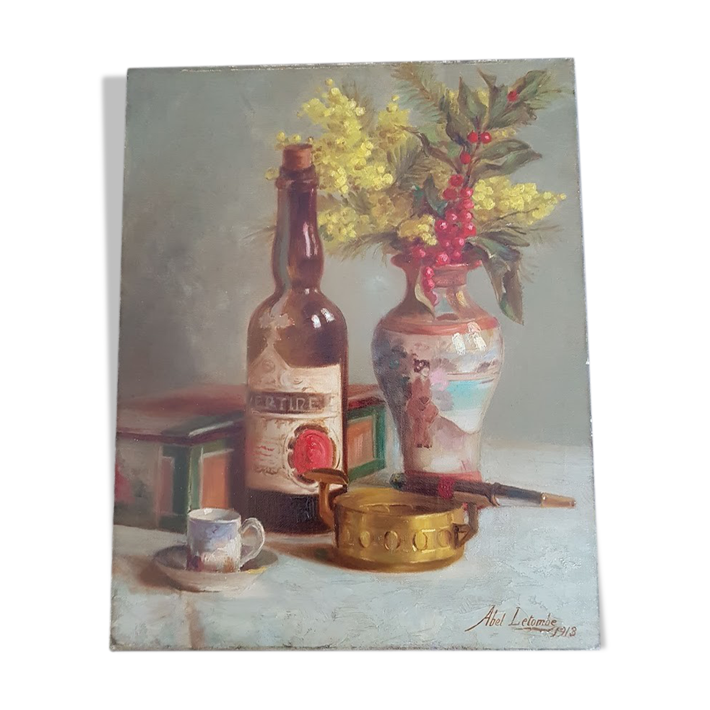 Still life oil painting ABEL LETOMBE 1913 41x33 cm