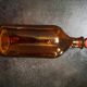 Pharmacy bottle / apothecary in amber glass early 20th total height 26 cm 1000 cl