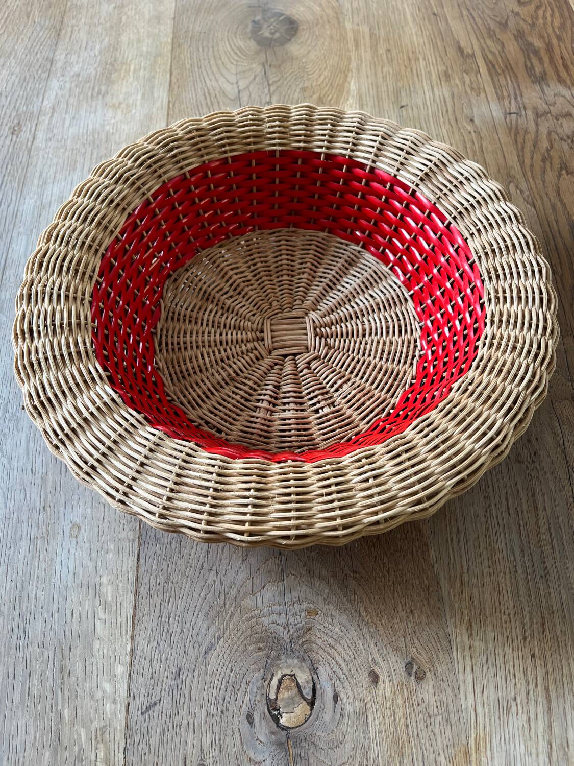 Rattan basket with red trim