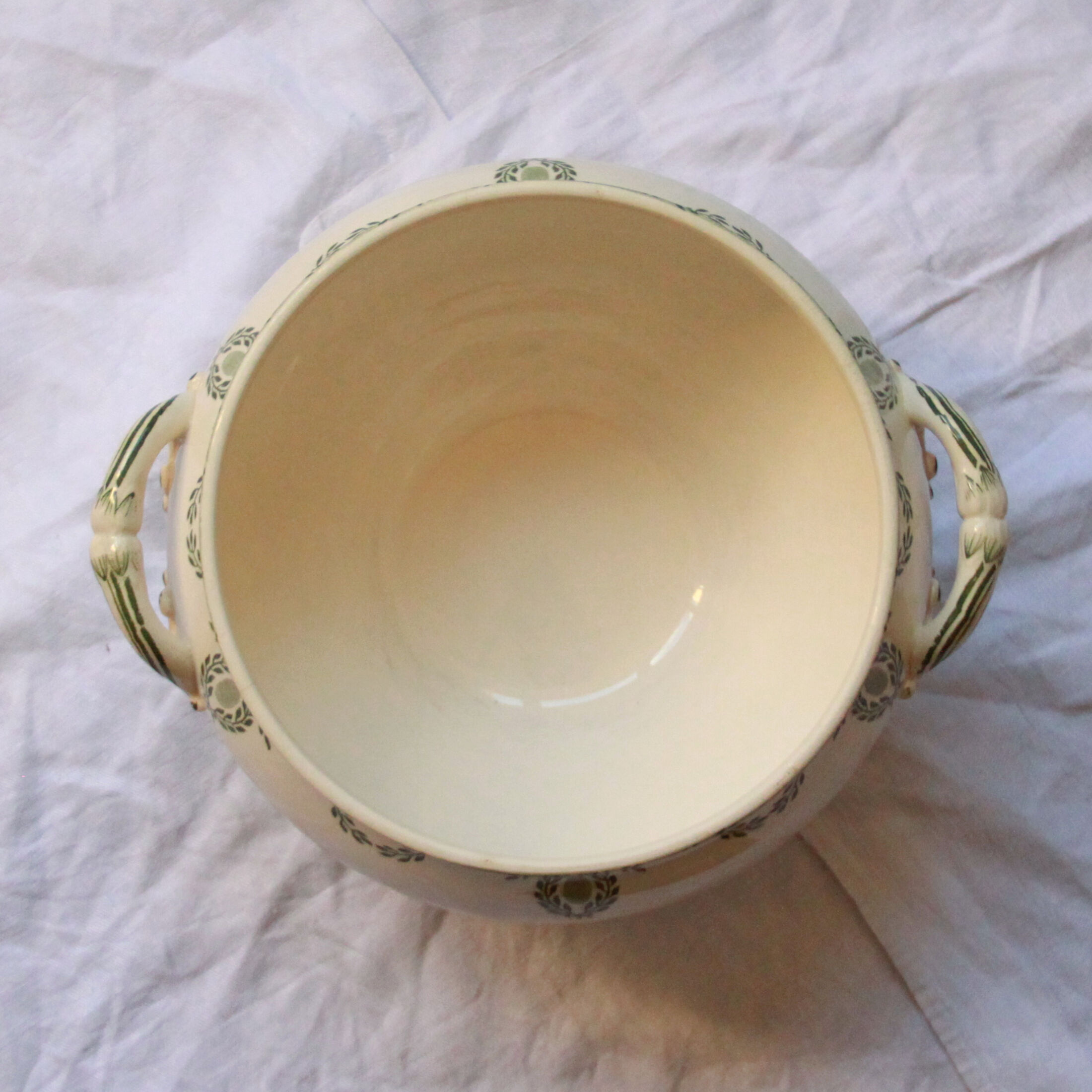 Soup vegetable old French earthenware Sarreguemines U et Cie model Arcole vintage