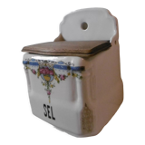 White flowered porcelain salt box