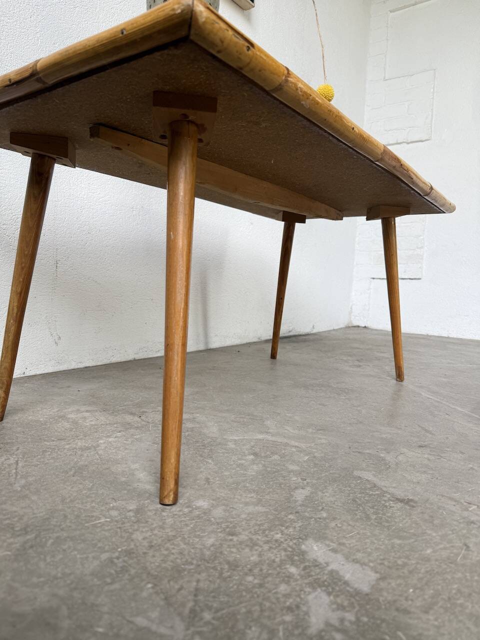 Rattan and ceramic coffee table, 60s