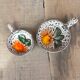 Set of 2 La Roue Vallauris pans – vintage ceramic with floral decoration