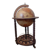 Bar globe terrestre vintage avec rangement bouteilles et verres