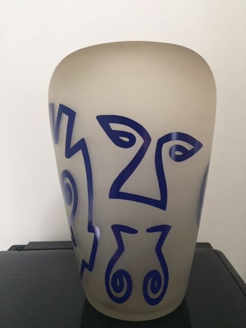Signed frosted glass vase
