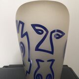Signed frosted glass vase
